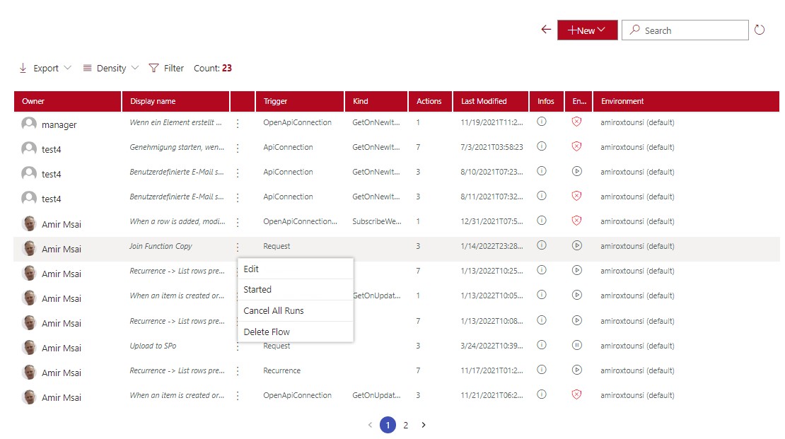 Microsoft Flows Verwaltung